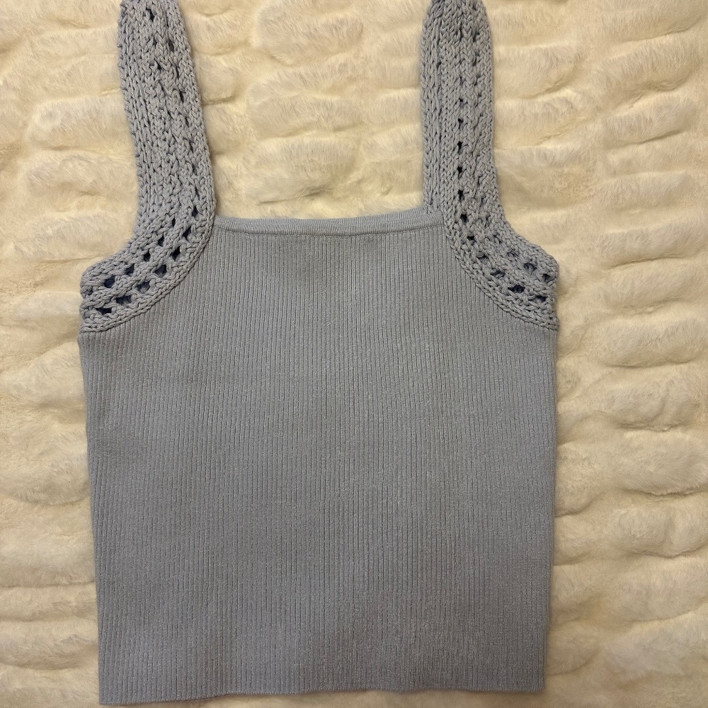 Aerie Blue Crochet Strap Tank Top